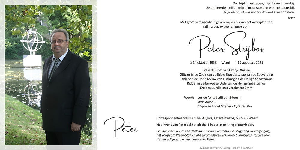 Advertentie WdG Peter Strijbos website