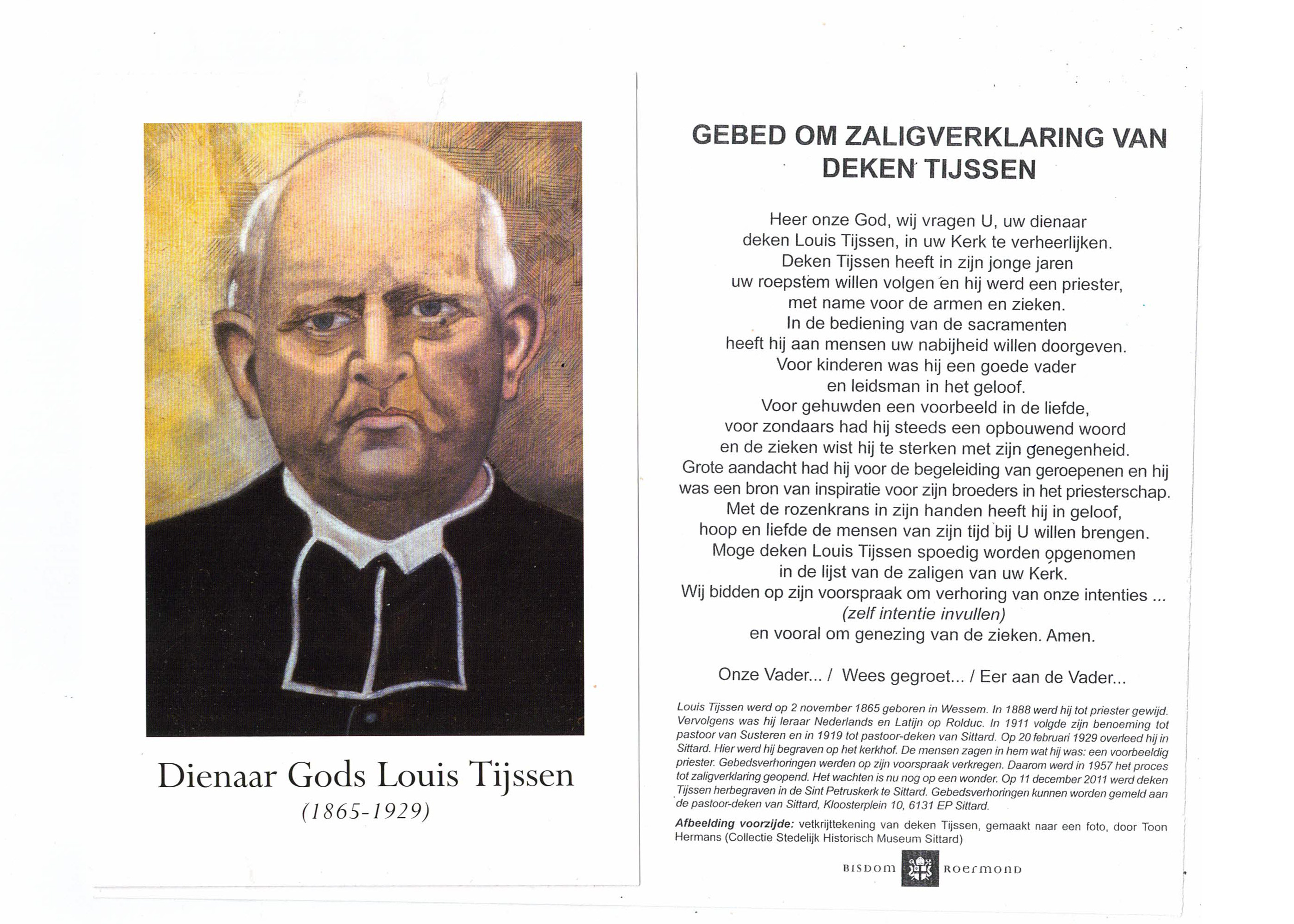 bidprentje deken louis tijssen